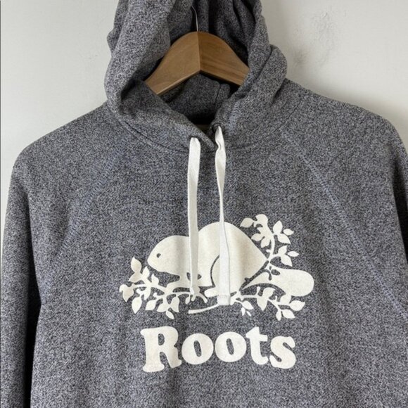 Roots Grey Hoodie with White Logo Size Large - Picture 2 of 7